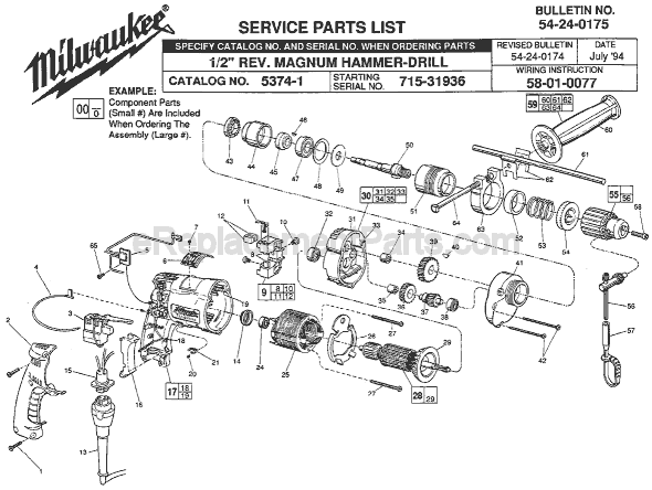Milwaukee 5374-1 (SER 715-31936) Electric Drill Page A Diagram