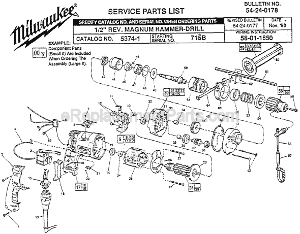 Milwaukee 5374-1 (SER 715B) Electric Drill Page A Diagram