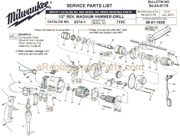 Milwaukee 5374-1 (SER 715C) Electric Drill Page A Diagram