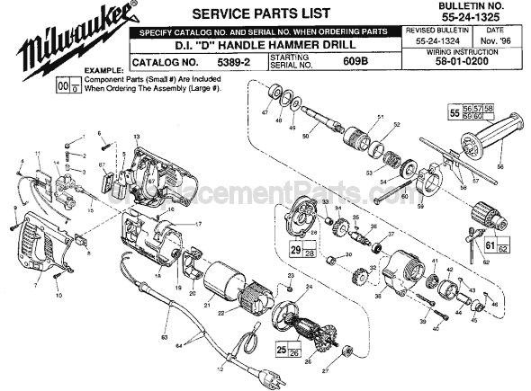 Milwaukee 5389-2 (SER 609B) Hammer Drill Page A Diagram