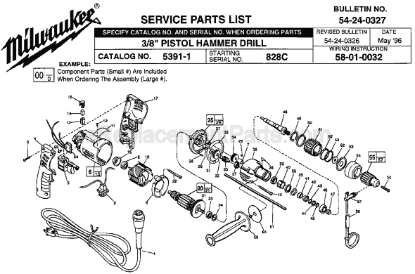 Milwaukee 5391-1 (SER 828C) Hammer Drill Page A Diagram