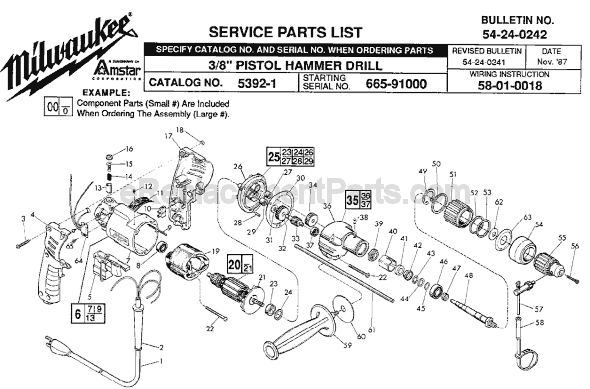 Milwaukee 5392-1 (SER 665-91000) Hammer Drill Page A Diagram