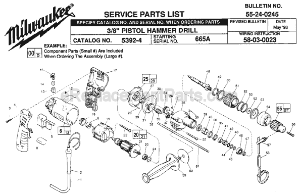 Milwaukee 5392-4 (SER 665-1001) Hammer Drill Page A Diagram