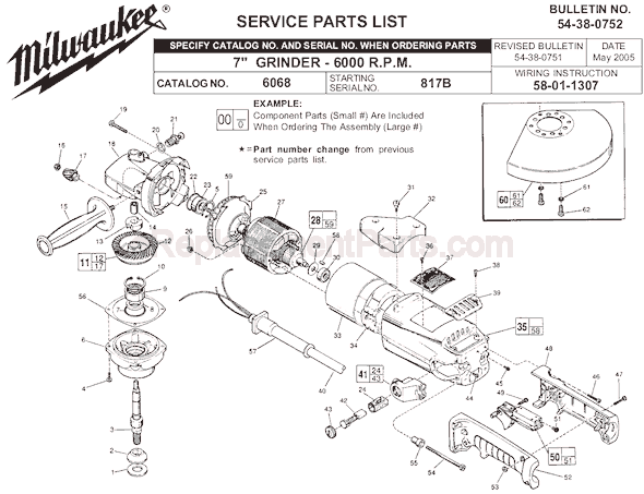 Milwaukee 6068 (SER 817B) Grinder Page A Diagram