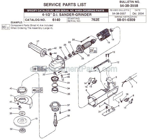 Milwaukee 6140 (SER 762E) 4-1/2 Inch Sander-Grinder Page A Diagram