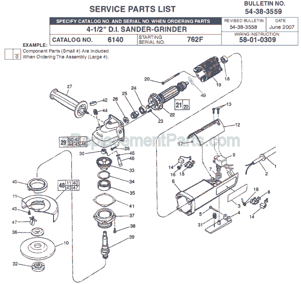 Milwaukee 6140 (SER 762F) 4-1/2 Inch Sander-Grinder Page A Diagram