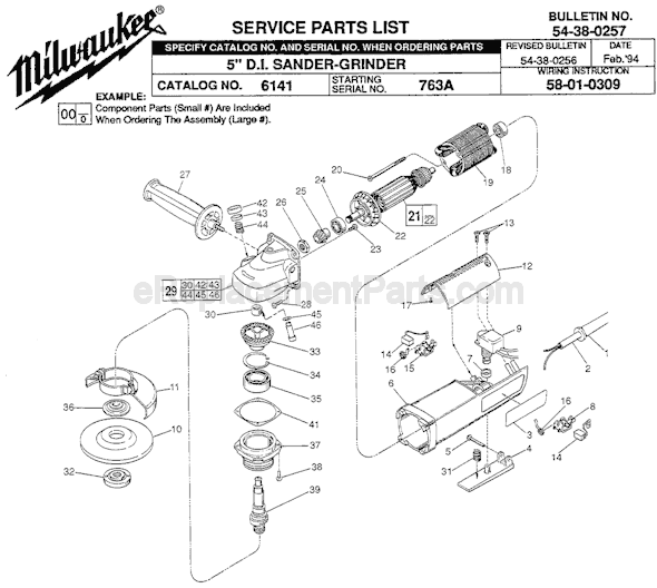 Milwaukee 6141 (SER 763A) 5 Inch DI Sander-Grinder Page A Diagram
