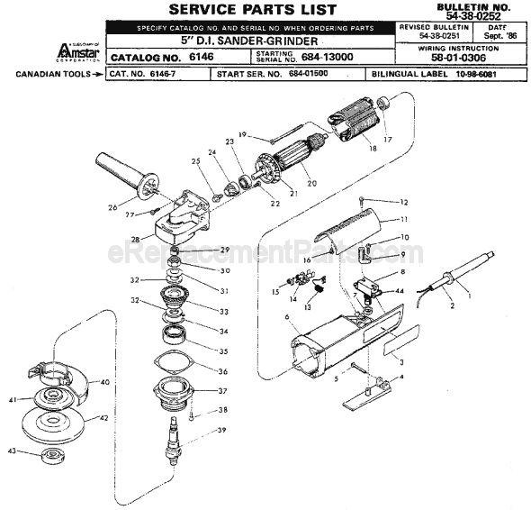 Milwaukee 6146 (SER 684-13000) Sander/Grinder Page A Diagram