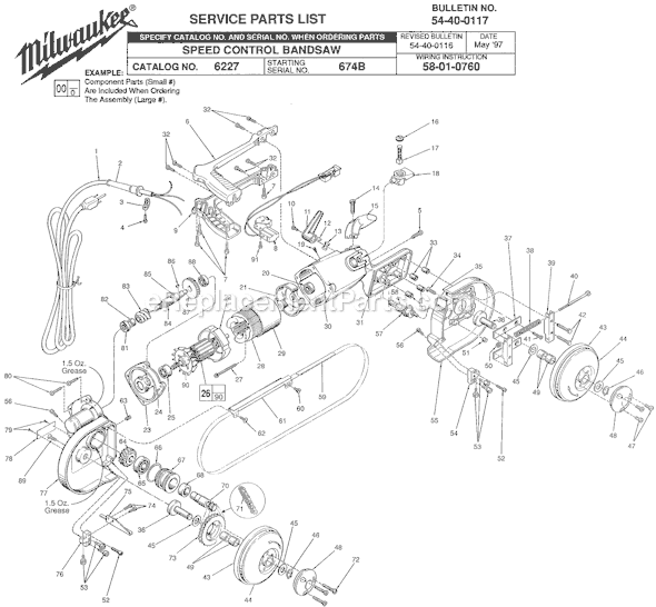 Milwaukee 6227 (SER 674B) Speed Control Bandsaw Page A Diagram