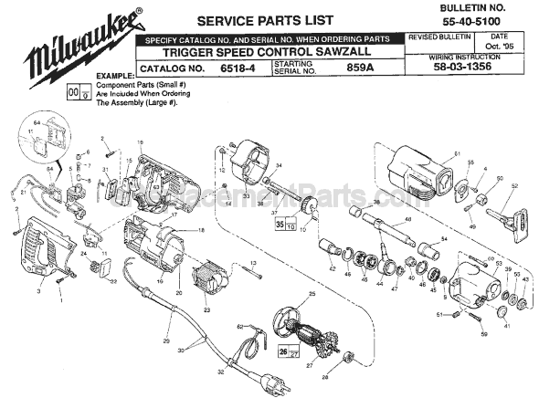 Milwaukee 6518-4 (SER 859A) Saw Page A Diagram