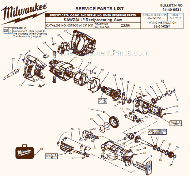 Milwaukee 6519-30 (C25B) Sawzall Reciprocating Saw Page A Diagram