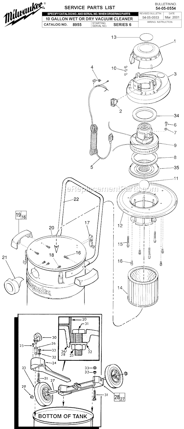 Milwaukee 8955 (SERIES 6) 1-Stage Wet/Dry Vacuum Cleaner Page A Diagram