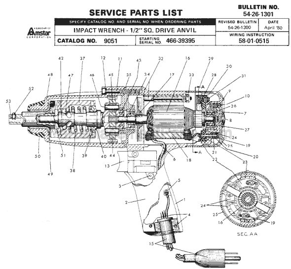 Milwaukee 9051 Parts List And Diagram