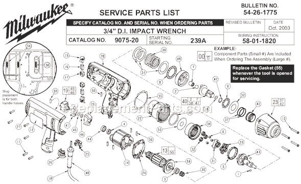 Milwaukee 9075-20 (SER 239A) Impact Wrench Page A Diagram