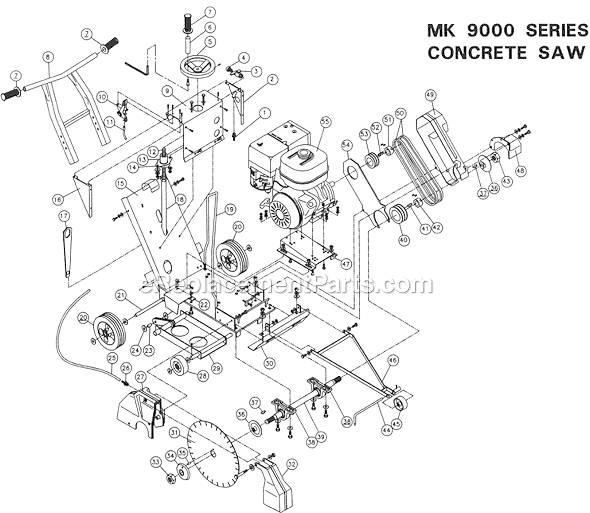 MK Diamond MK-9916VG Walk-Behind Concrete Saw Page A Diagram
