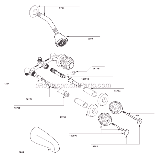 Moen 2995 Tub and Shower Faucet Page A Diagram