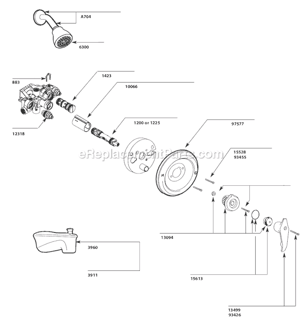 Moen 3150 Tub and Shower Faucet Page A Diagram