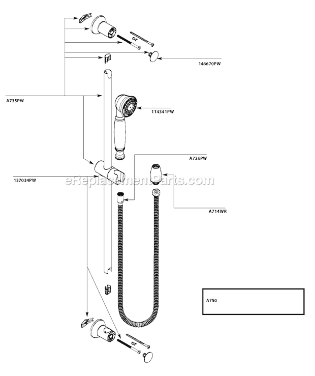 Moen 3869PW Shower Faucet Page A Diagram