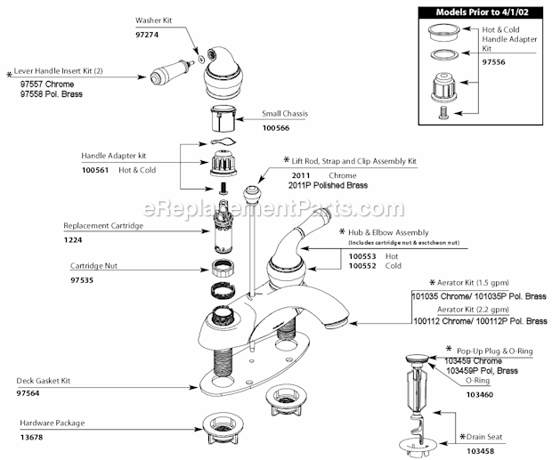 Moen 4551CP Bathroom Faucet Page A Diagram