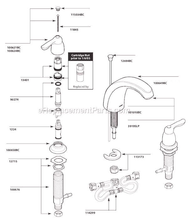 Moen 4945BC Bathroom Faucet Page A Diagram