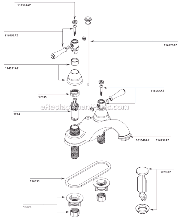 Moen 6101AZ Bathroom Faucet Page A Diagram