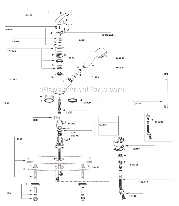 Moen 67315C (3-10 to 10-10) Kitchen Sink Faucet Page A Diagram