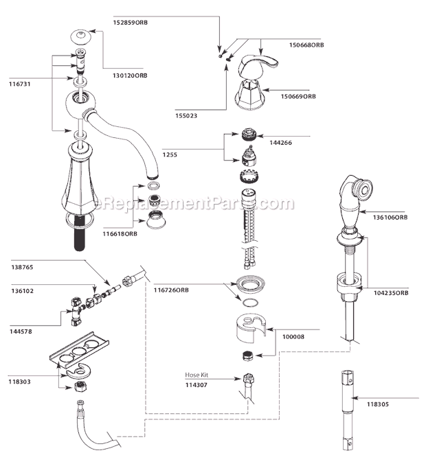 Moen 7065ORB (After 9-10) Kitchen Sink Faucet Page A Diagram