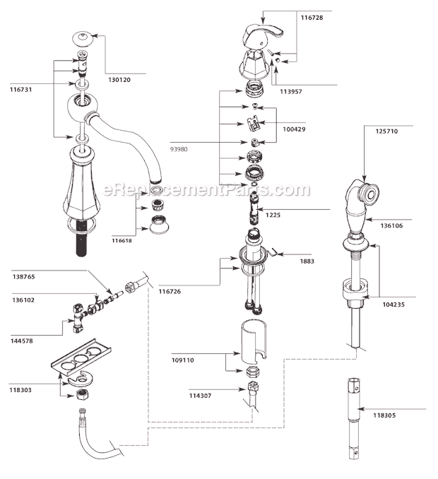 Moen 7065 (Before 9-10) Kitchen Sink Faucet Page A Diagram