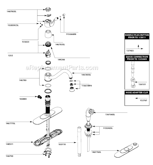 Moen 7307SL (After 10-10) Kitchen Sink Faucet Page A Diagram