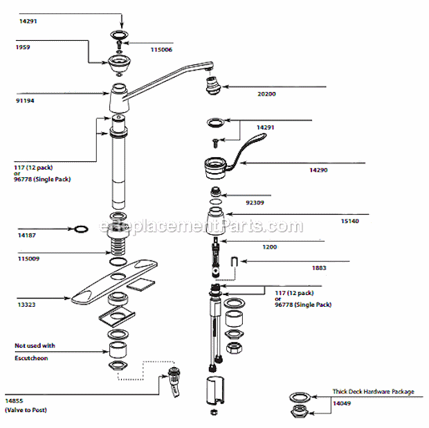 Moen 7345 Single-Handle Riser Kitchen Faucet Page A Diagram
