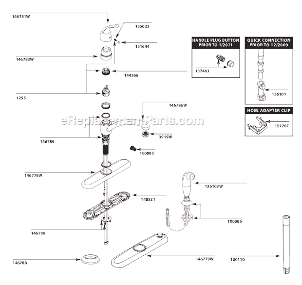 Moen 7430W (After 10-10) Kitchen Sink Faucet Page A Diagram