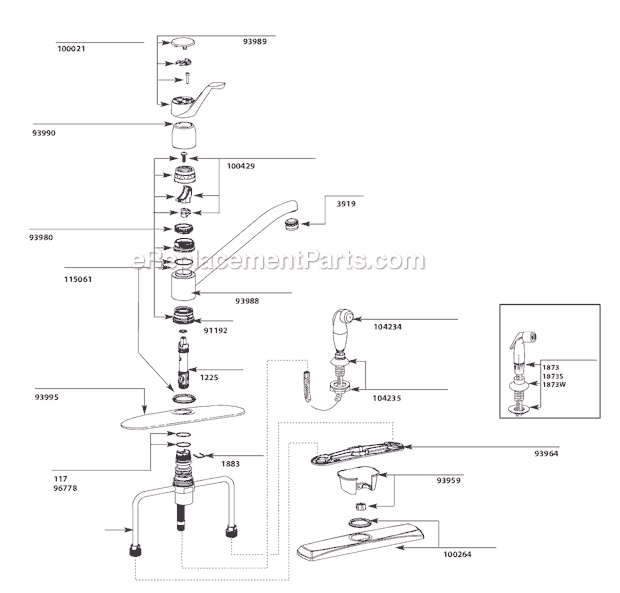 Moen 7430 (Before 6-10) Kitchen Sink Faucet Page A Diagram