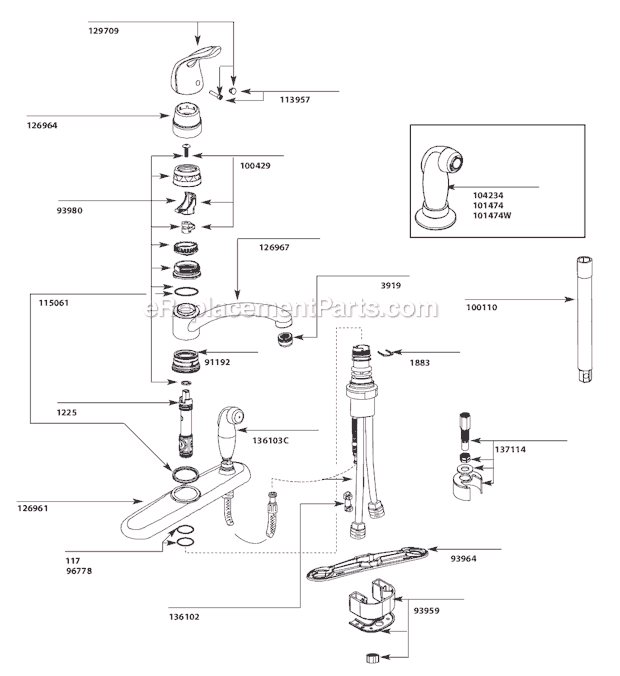 Moen 7454 Kitchen Sink Faucet Page A Diagram