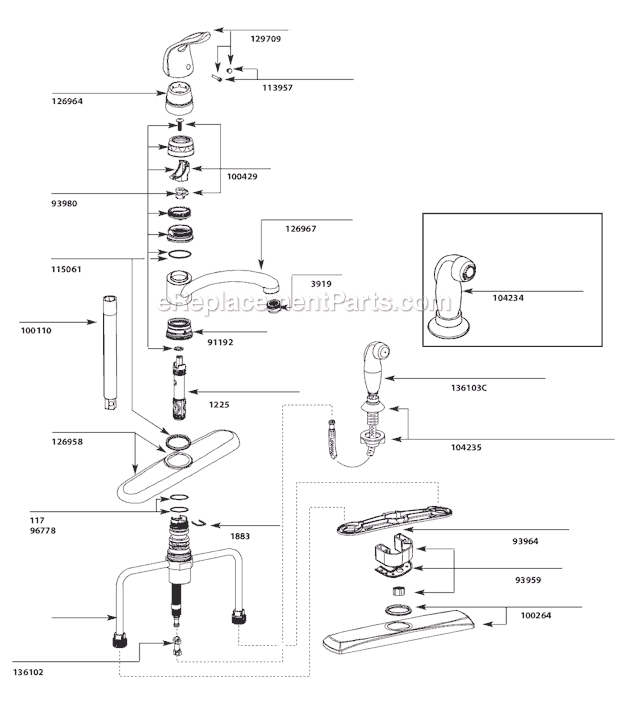 Moen 7460 Kitchen Sink Faucet Page A Diagram