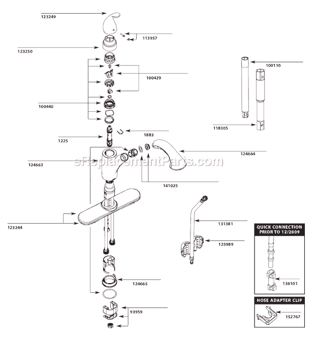 Moen 7545C Kitchen Sink Faucet Page A Diagram