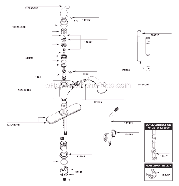 Moen 7545ORB Kitchen Sink Faucet Page A Diagram