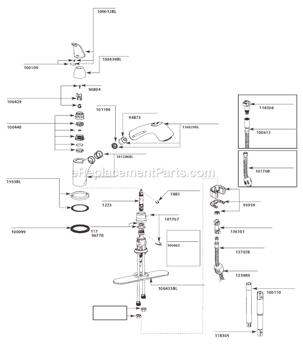 Moen 7560BL (3-10 to 1-11) Kitchen Sink Faucet Page A Diagram