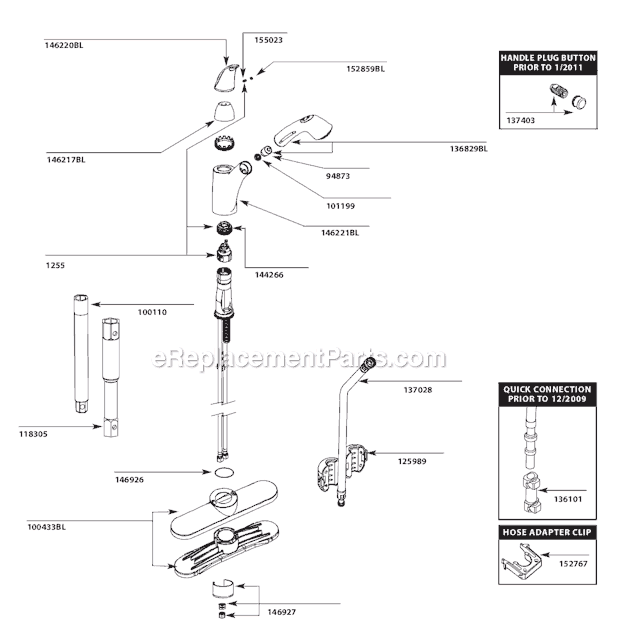 Moen 7560BL (After 1-11) Kitchen Sink Faucet Page A Diagram