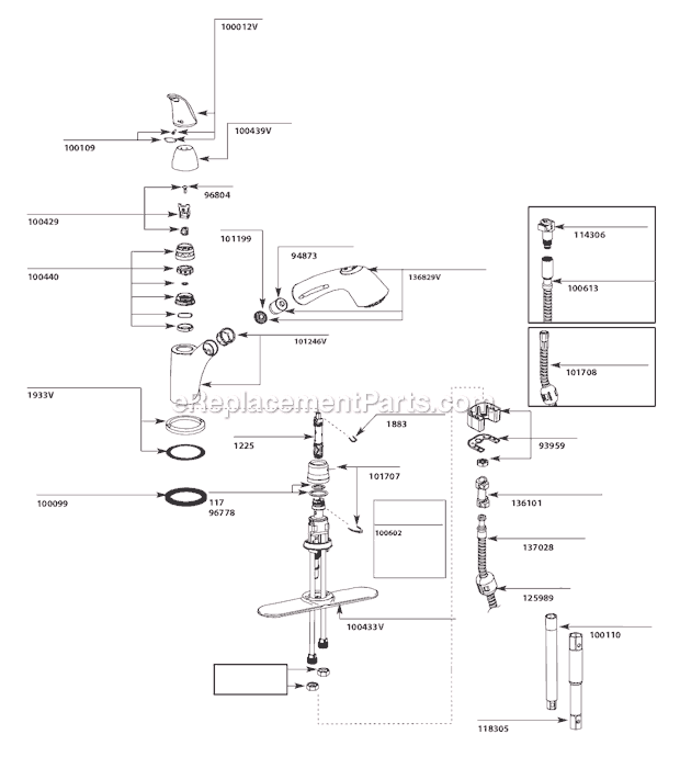 Moen 7560V (3-10 to 1-11) Kitchen Sink Faucet Page A Diagram