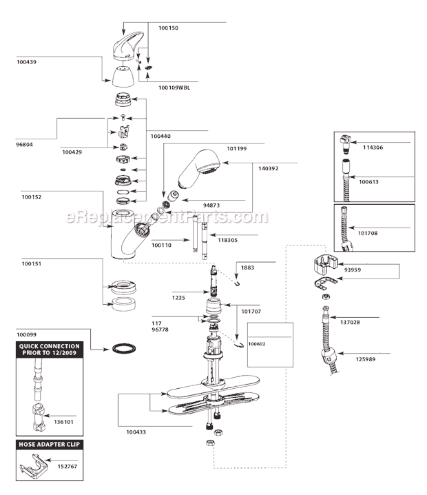 Moen 7570C (3-10 to 10-10) Kitchen Sink Faucet Page A Diagram