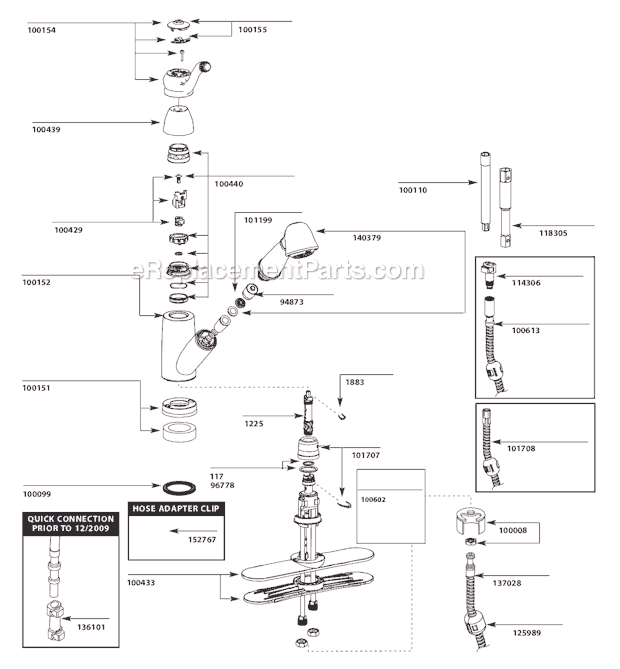 Moen 7575C (3-10 to 10-10) Kitchen Sink Faucet Page A Diagram