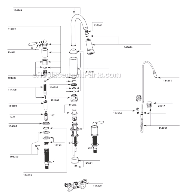 Moen 7592C (2-08 to 8-08) Kitchen Sink Faucet Page A Diagram