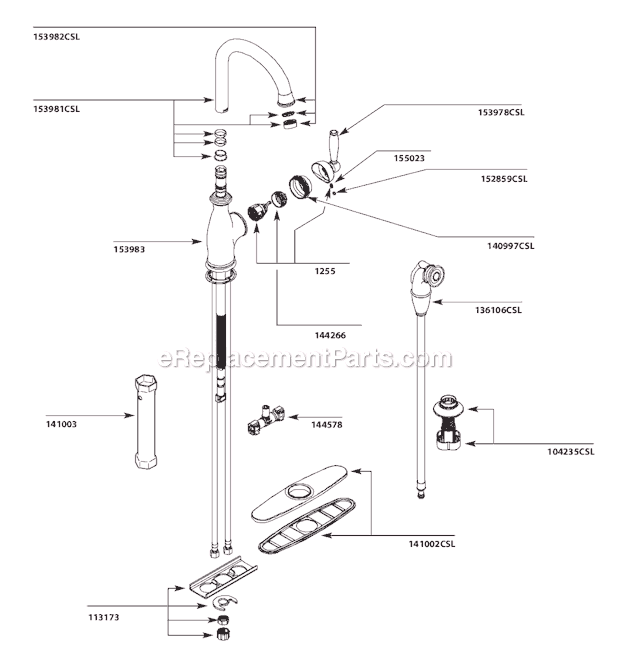 Moen 7735CSL Kitchen Sink Faucet Page A Diagram