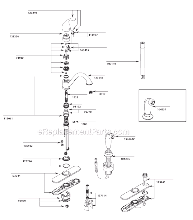 Moen 7825 (7-10 to 10-10) Kitchen Sink Faucet Page A Diagram