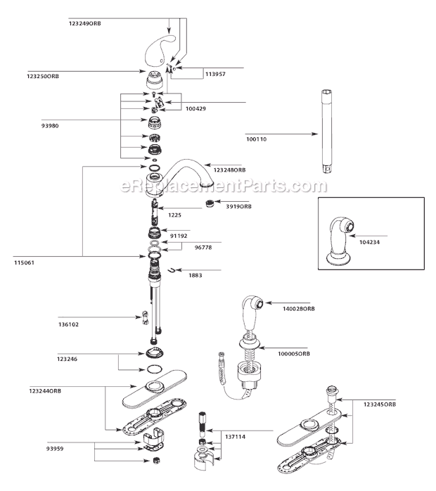 Moen 7835ORB (7-10 to 10-10) Kitchen Sink Faucet Page A Diagram