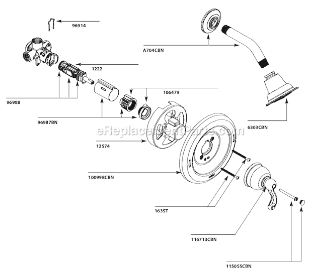 Moen 82006CBN Tub and Shower Faucet Page A Diagram