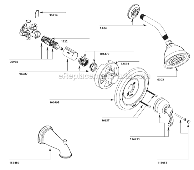 Moen 82008 Tub and Shower Faucet Page A Diagram