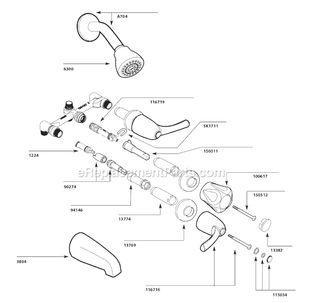 Moen 82403 Tub and Shower Faucet Page A Diagram