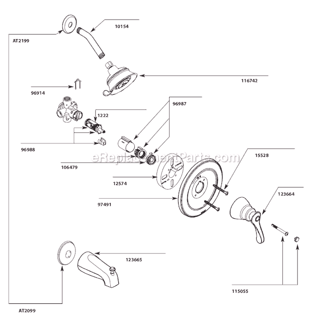 Moen 82576 Tub and Shower Faucet Page A Diagram