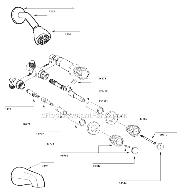 Moen 83267 Tub and Shower Faucet Page A Diagram